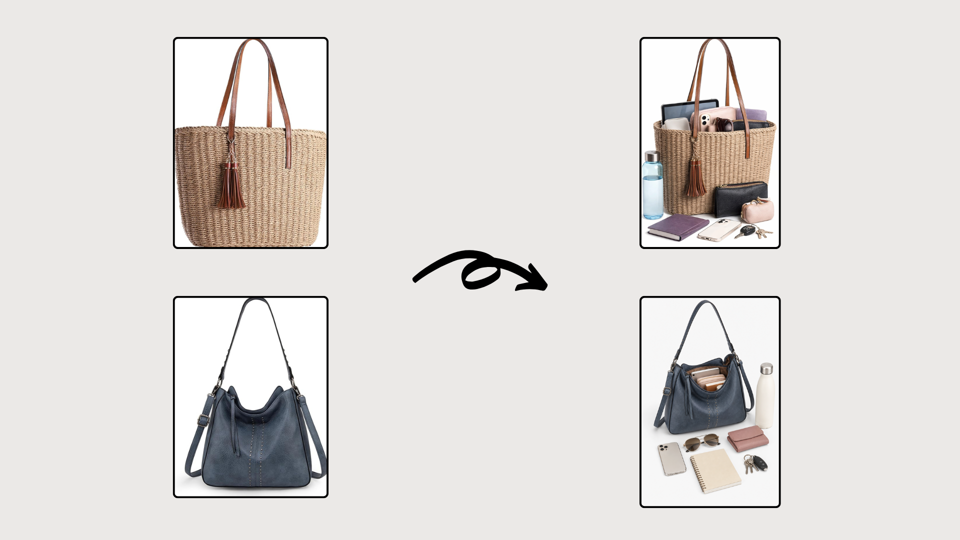 Handbag Capacity Showcase Genflow 模板預覽