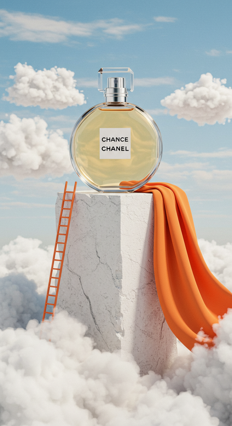 Luxury Perfume Above Clouds Surreal Ad Genflow template preview