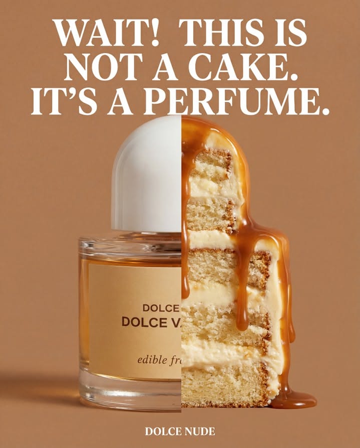 Caramel Cake Illusion Perfume Ad Genflow template preview