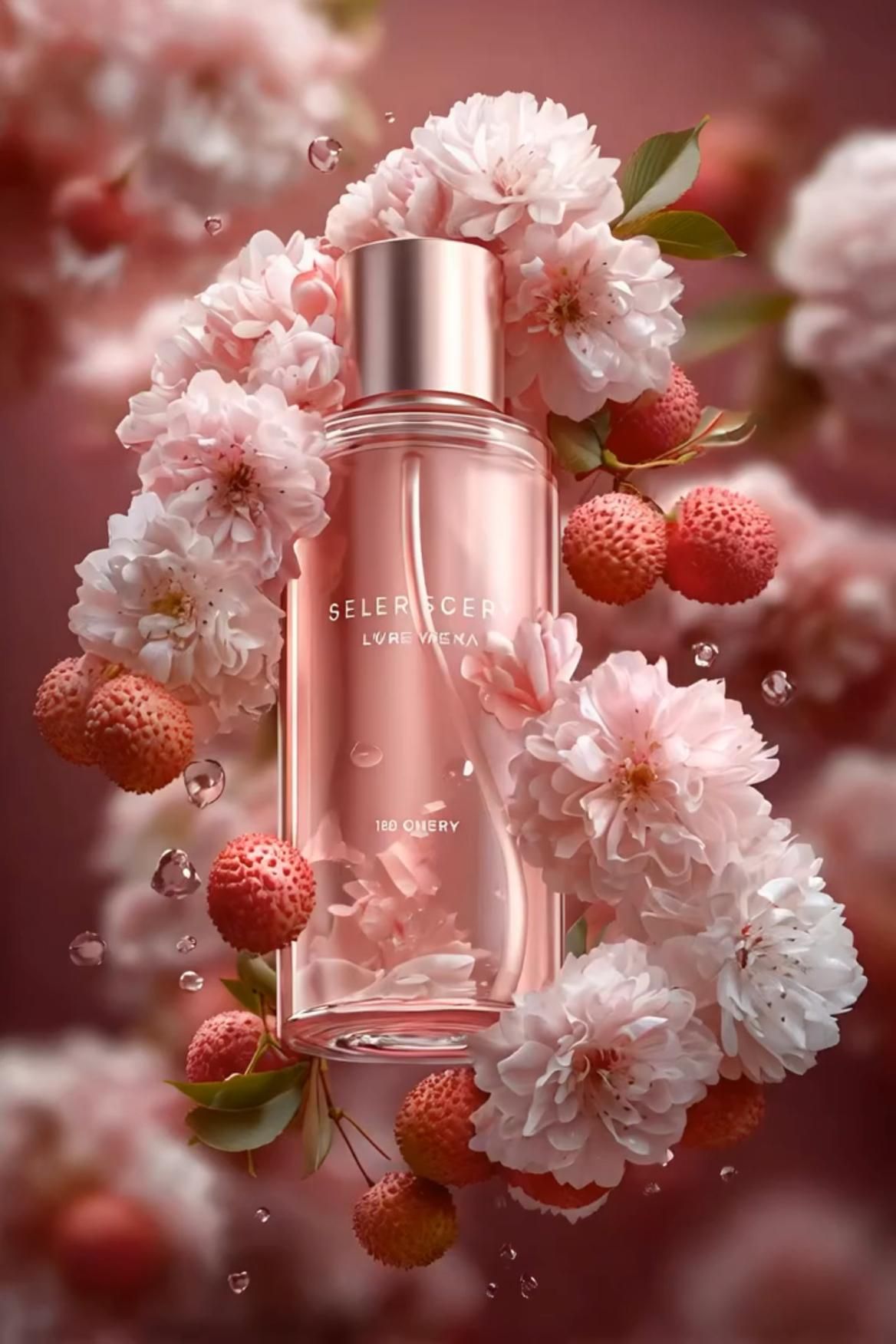 Cherry Blossom Skincare Bottle Beauty Ad Genflow template preview