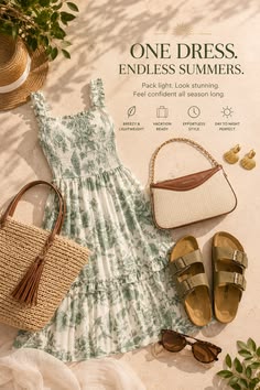 Boho Summer Dress Flat Lay Ad Genflow 模板預覽