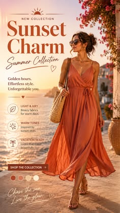 Sunset Summer Dress Fashion Campaign Genflow テンプレートプレビュー