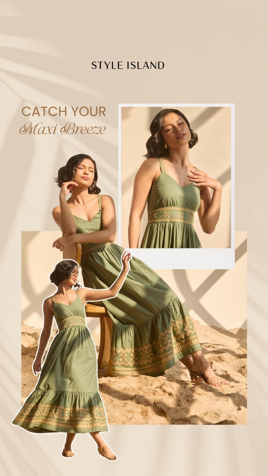 Sunlit Beach Maxi Dress Editorial Genflow template preview