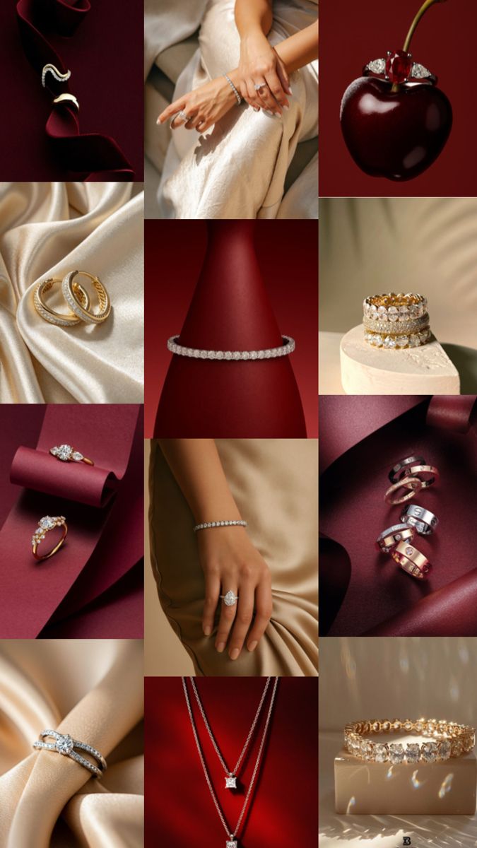 Luxury Diamond Jewelry On Red Silk Genflow template preview