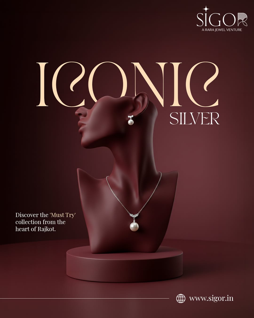 Luxury Pearl Jewelry Display Bust Genflow テンプレートプレビュー