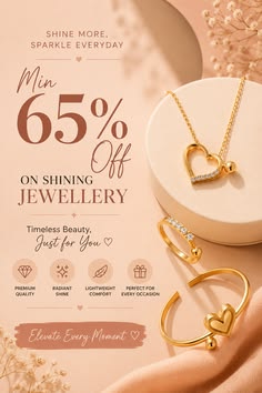 Luxury Gold Heart Jewelry Ad Genflow テンプレートプレビュー