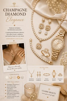 Champagne Diamond Jewelry Elegance Genflow template preview