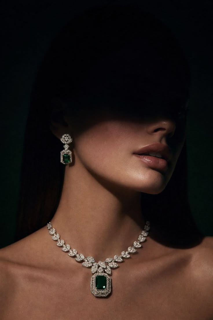 Luxury Emerald Diamond Jewelry Portrait Genflow template preview
