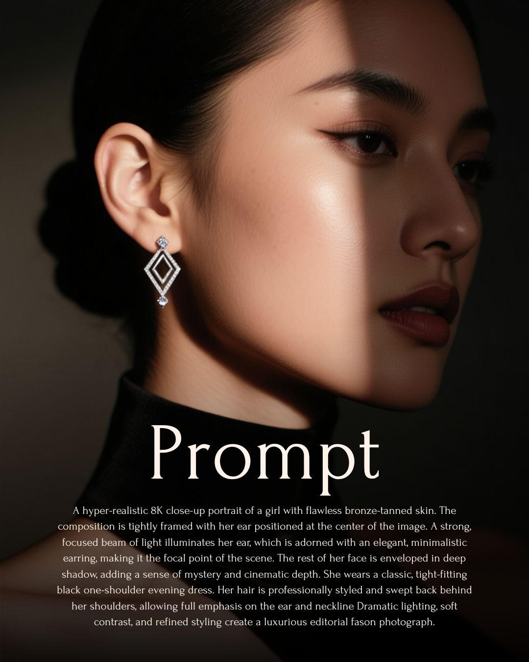 Dramatic Light Luxury Earring Portrait Genflow テンプレートプレビュー