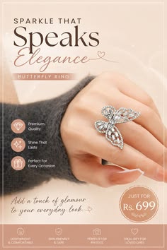 Elegant Butterfly Ring Jewelry Ad Genflow template preview