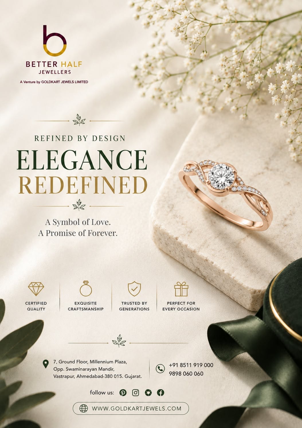 Elegant Diamond Ring Floral Luxury Ad Genflow template preview
