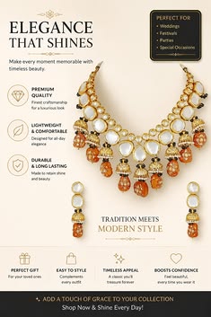 Luxury Gold Pearl Necklace Showcase Genflow 模板预览
