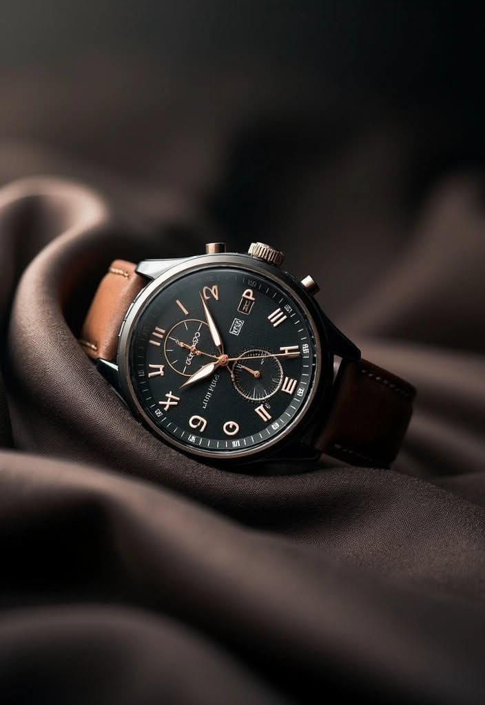 Moody Luxury Wristwatch Fabric Product Shot Genflow template preview