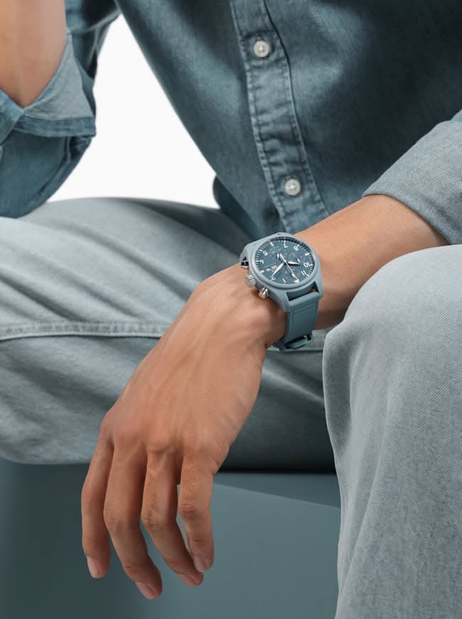 Minimalist Blue Wristwatch Lifestyle Shoot Genflow template preview