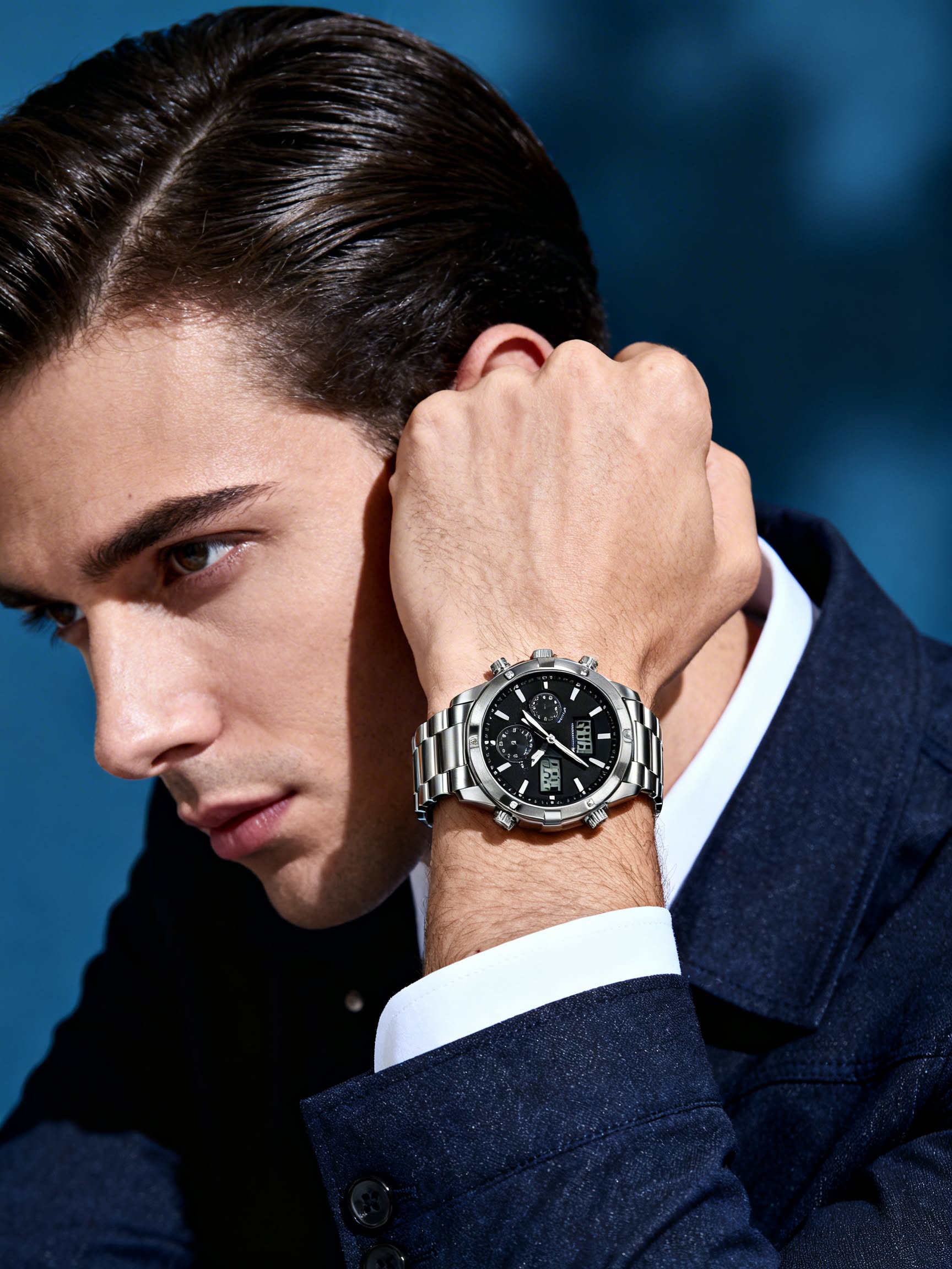 Luxury Mens Watch Fashion Portrait Genflow template preview