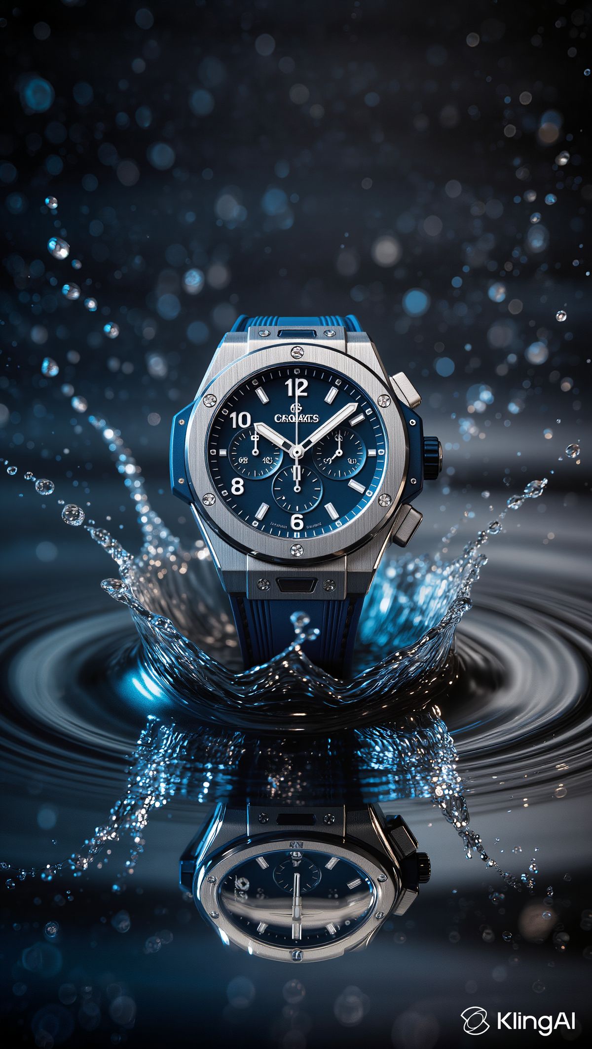 Luxury Blue Watch Water Splash Genflow template preview
