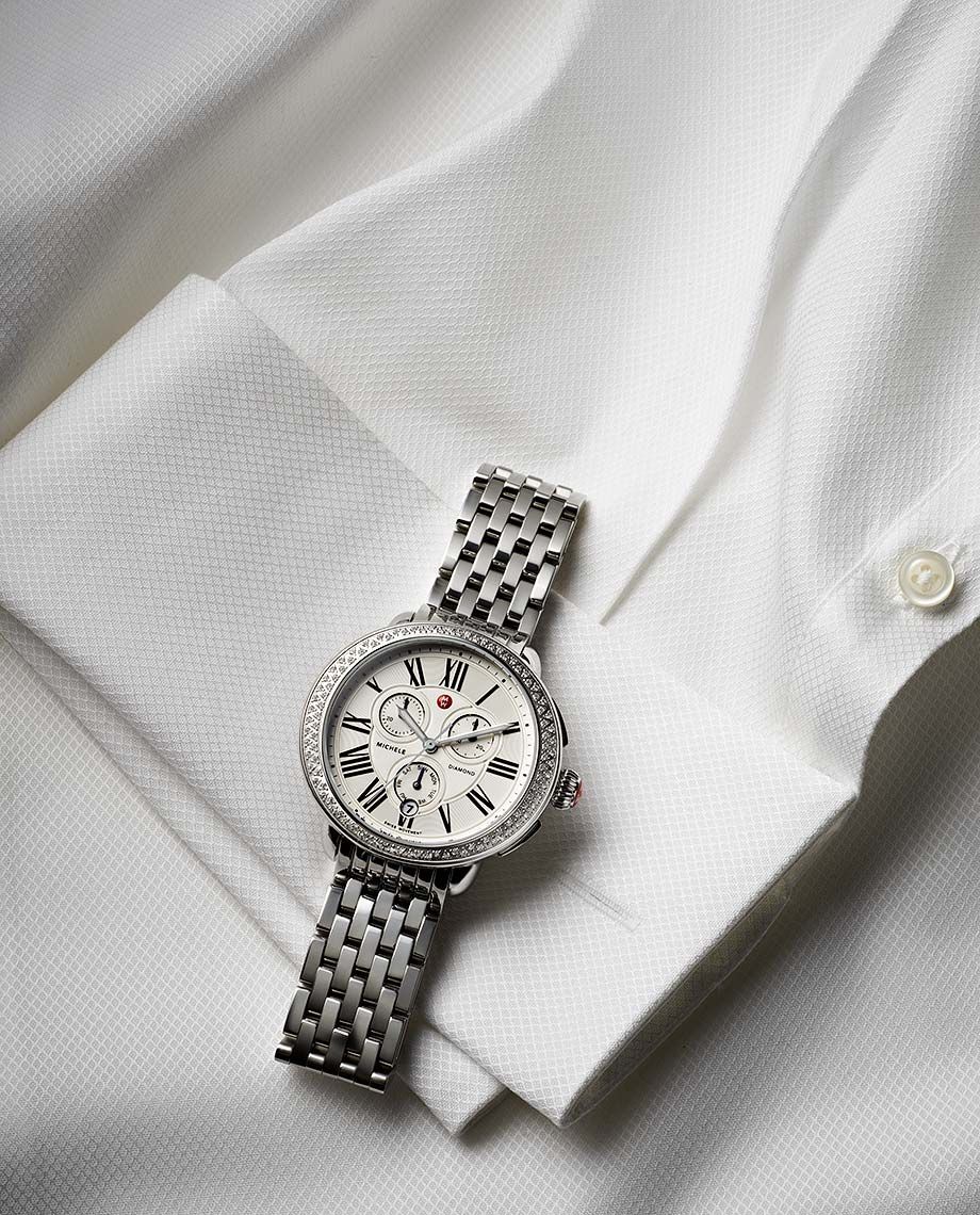 Luxury Silver Watch On White Shirt Genflow template preview