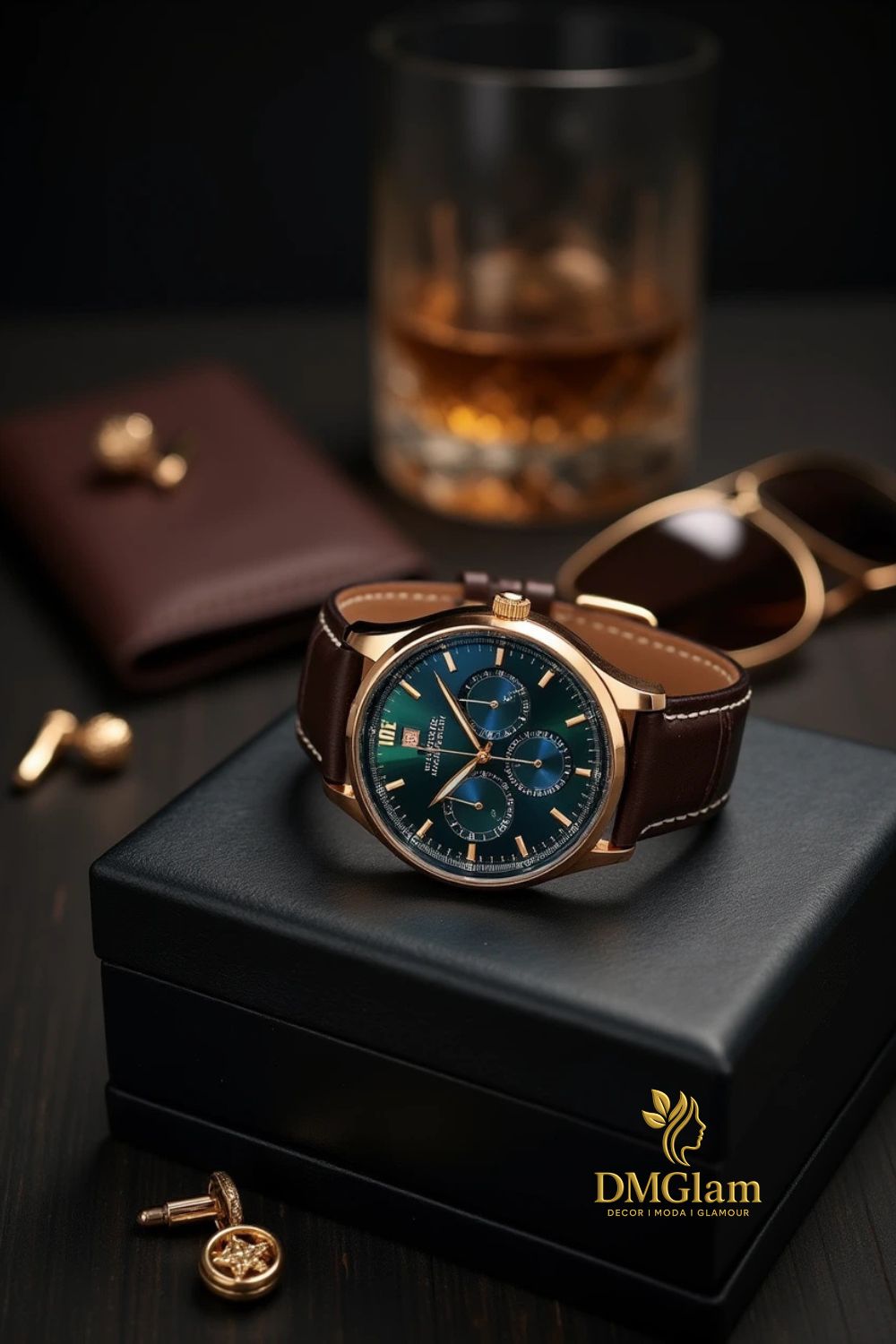 Luxury Wristwatch Whiskey Lounge Scene Genflow template preview