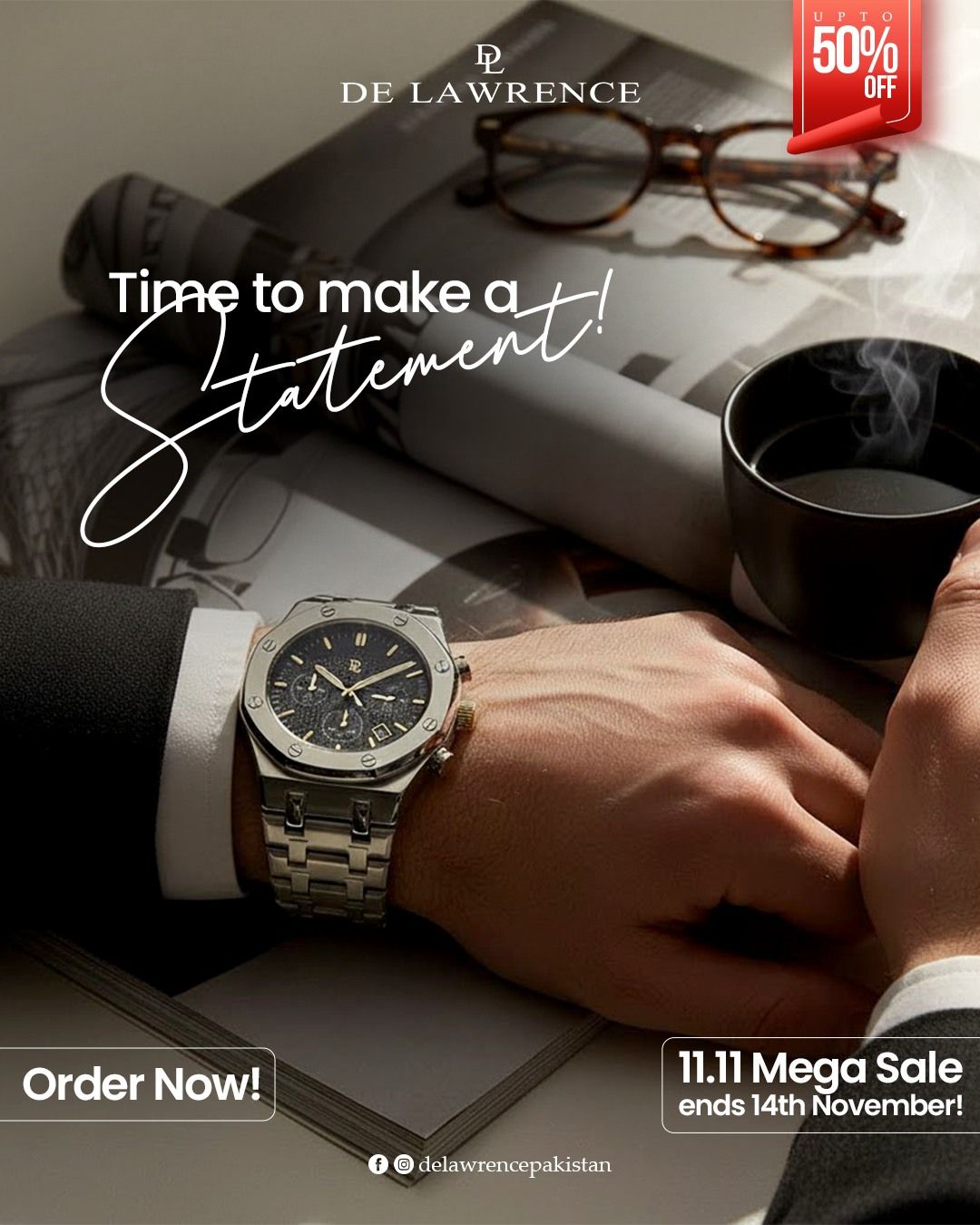 Luxury Wristwatch Coffee Desk Lifestyle Genflow テンプレートプレビュー