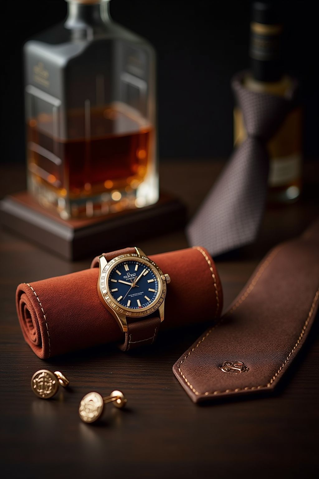 Luxury Watch And Whiskey Still Life Genflow template preview