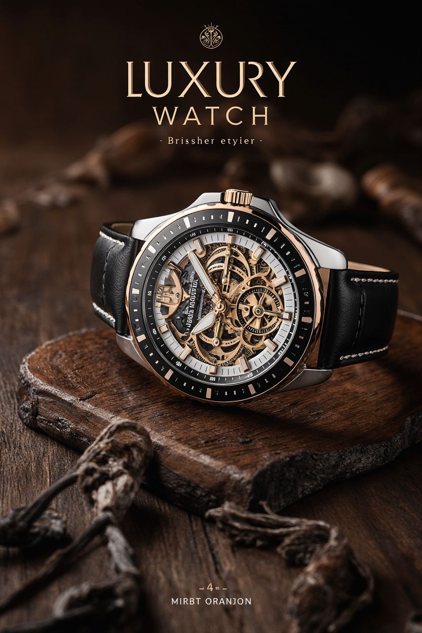 Luxury Skeleton Watch Rustic Ad Genflow テンプレートプレビュー