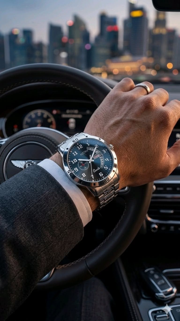 Luxury Watch Driving City Skyline Genflow template preview