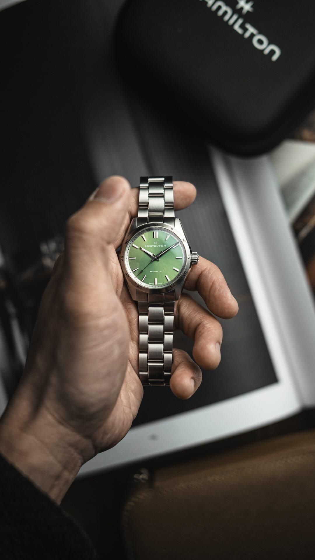 Luxury Green Dial Watch Closeup Genflow template preview