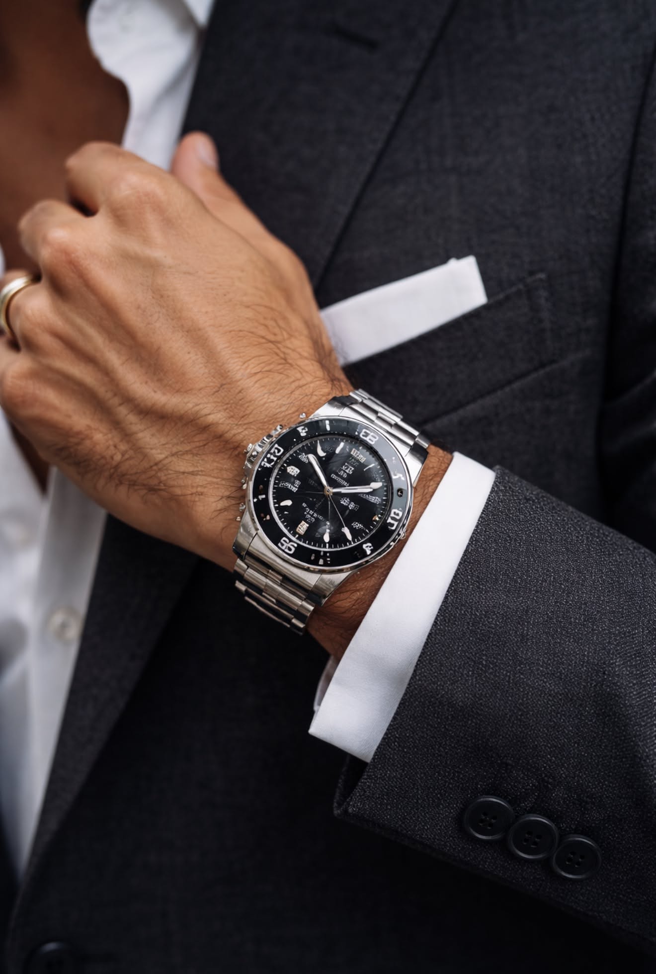 Luxury Wristwatch On Tailored Suit Genflow template preview