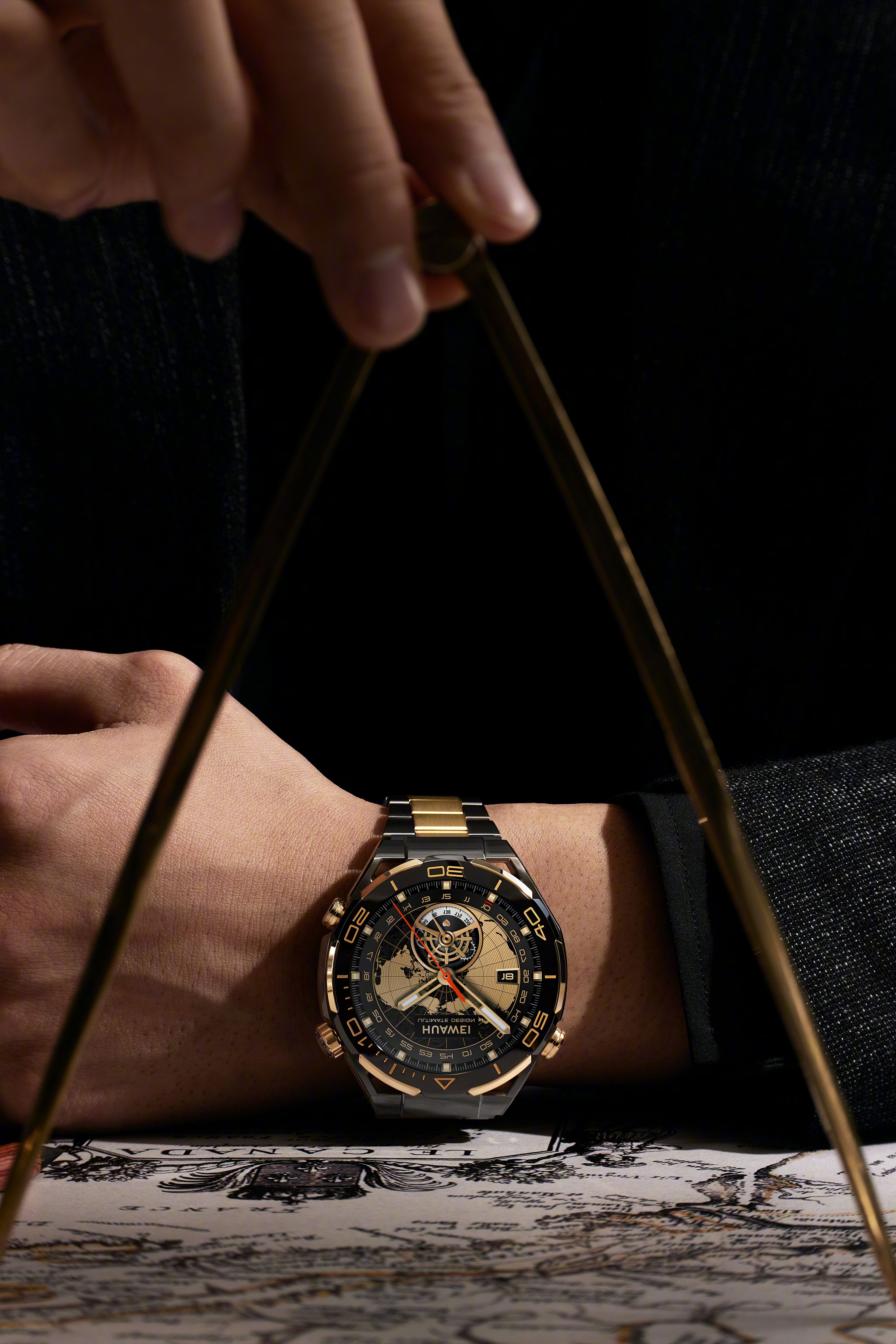 Luxury Explorer Watch Over Antique Map Genflow template preview