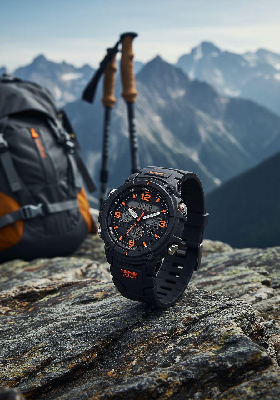 Rugged Mountain Adventure Watch Showcase Genflow template preview