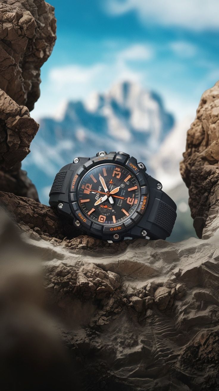Rugged Mountain Adventure Watch Ad Genflow template preview