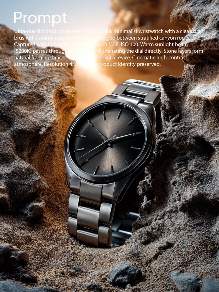 Cinematic Canyon Minimalist Wristwatch Ad Genflow template preview