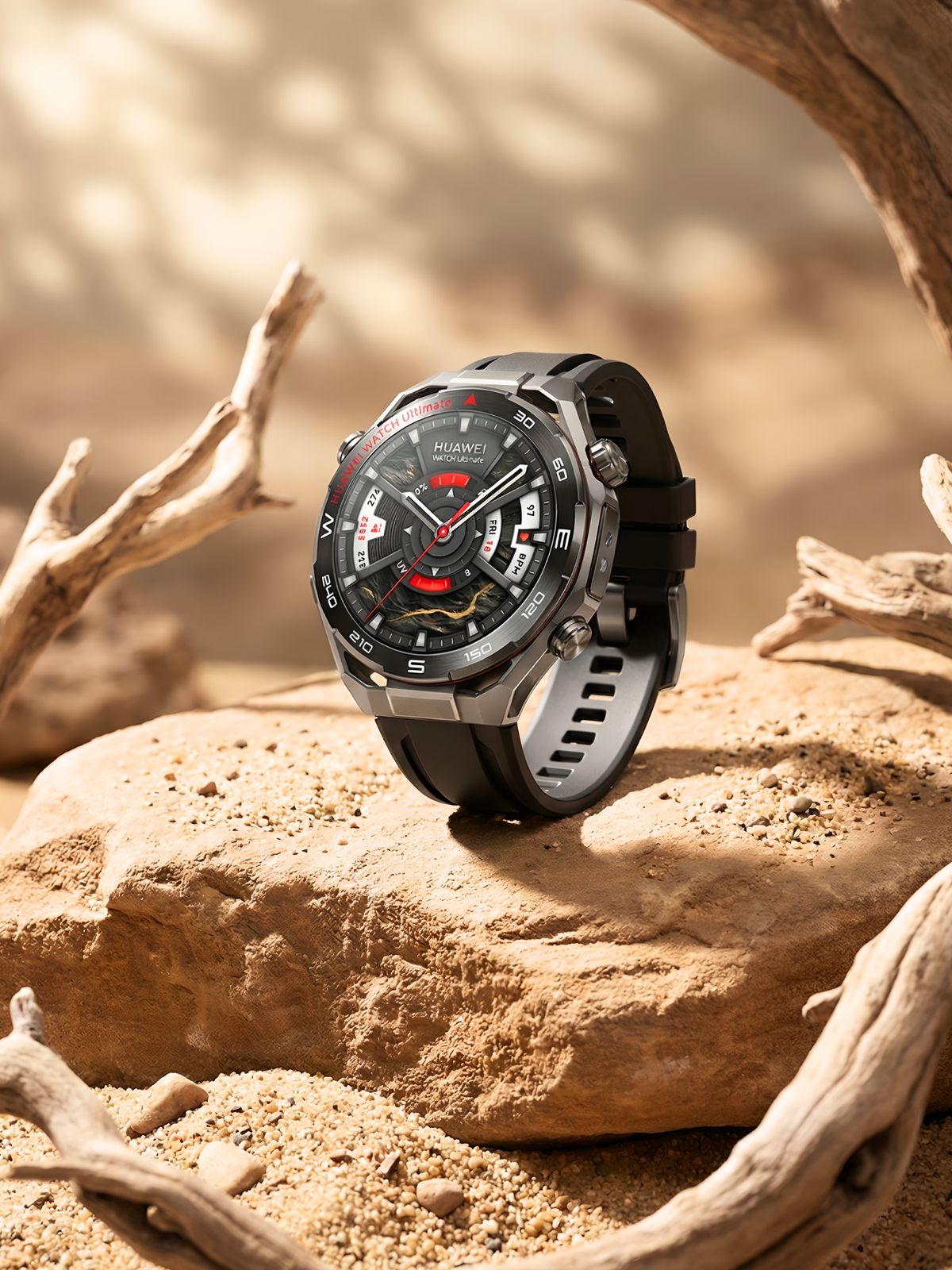 Rugged Smartwatch Desert Adventure Product Shot Genflow template preview