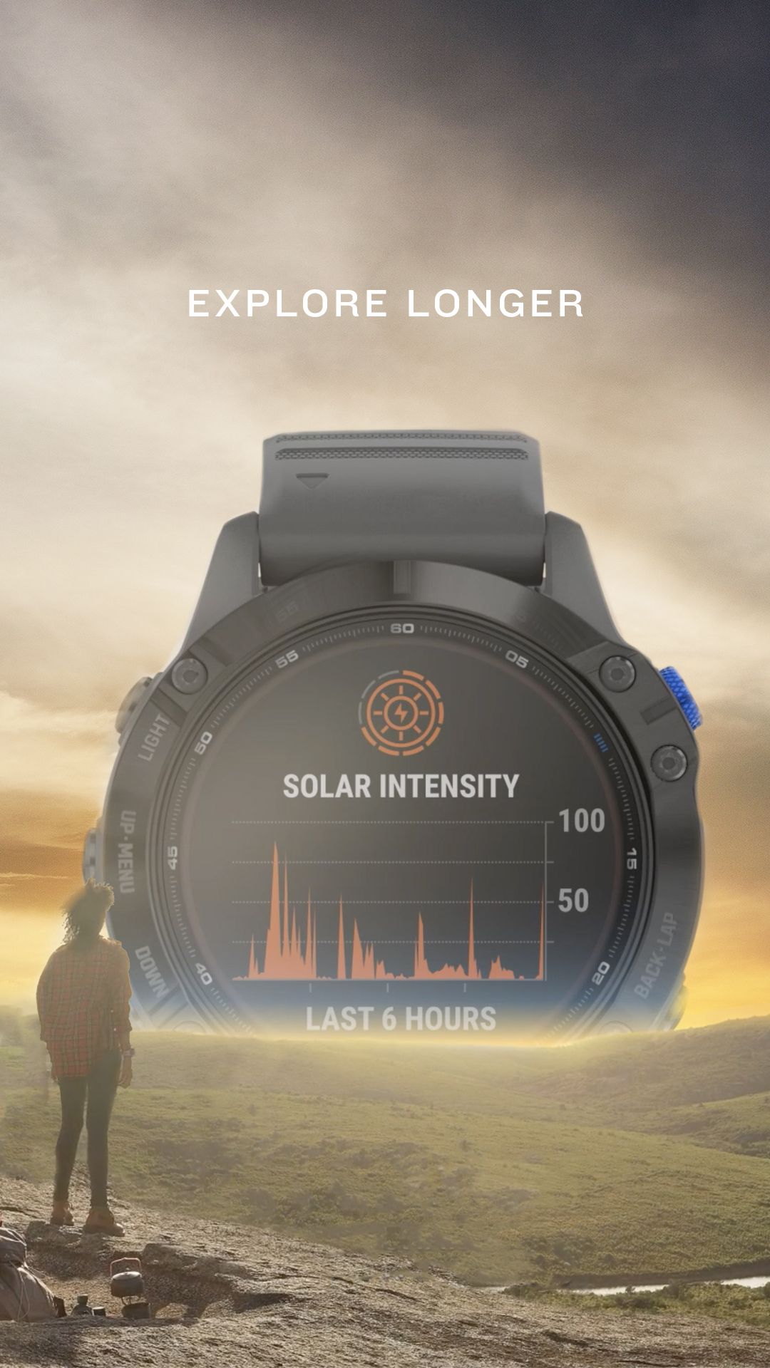 Giant Smartwatch Sunrise Adventure Scene Genflow template preview