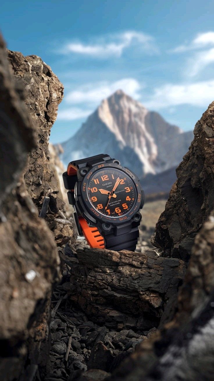 Rugged Adventure Watch Mountain Landscape Genflow template preview