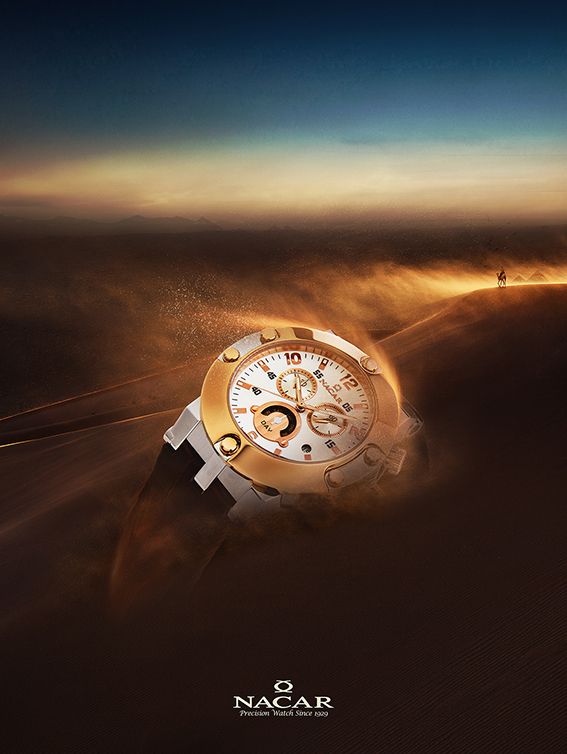 Luxury Watch Rising From Desert Dunes Genflow template preview