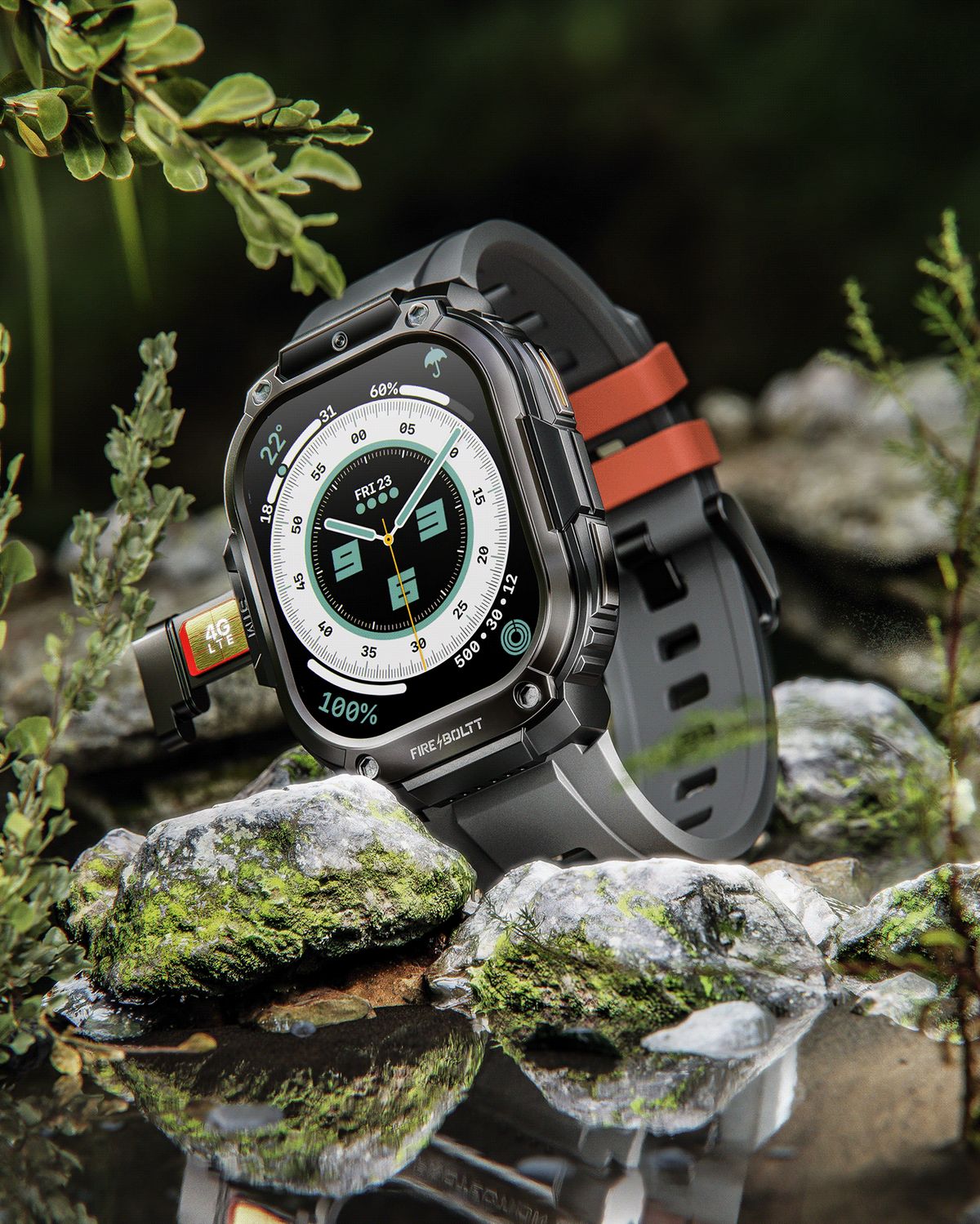 Rugged Smartwatch In Forest Stream Genflow テンプレートプレビュー