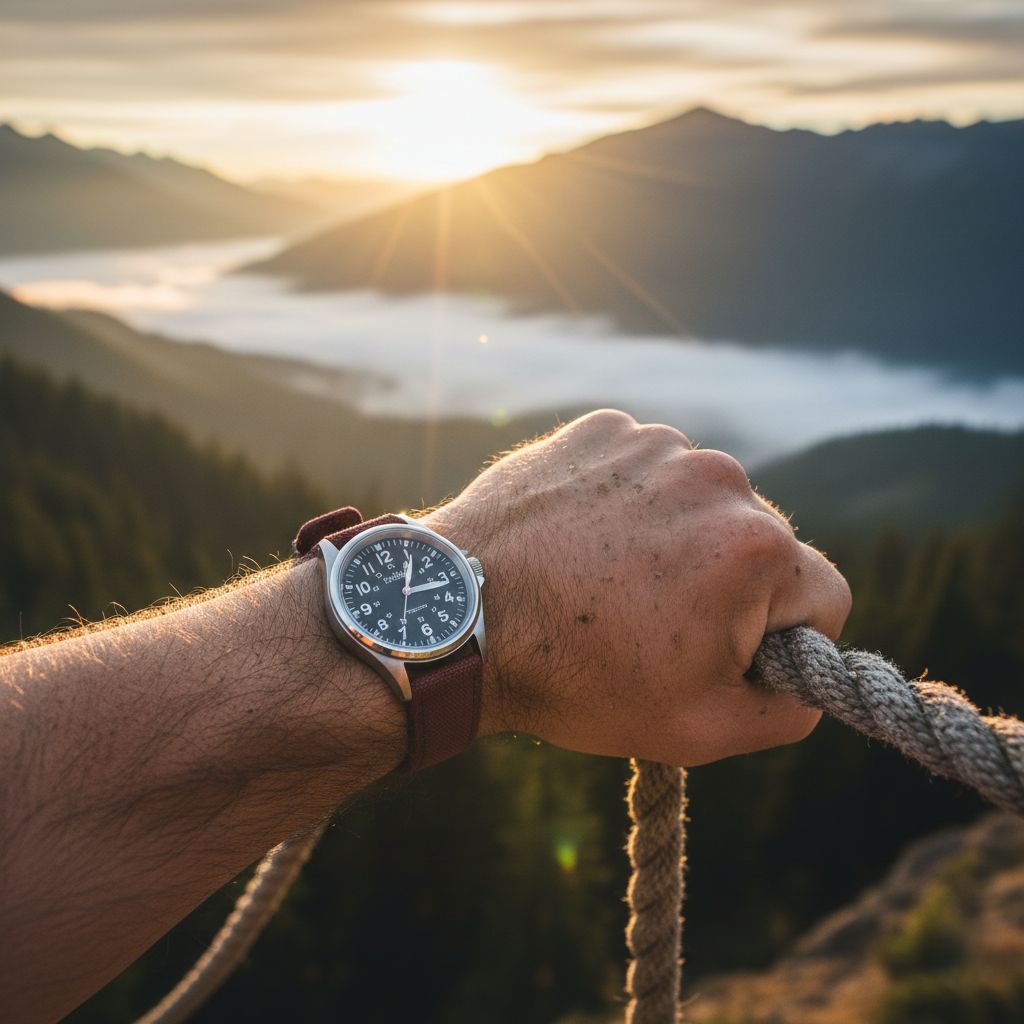 Adventure Wristwatch At Mountain Sunrise Genflow template preview