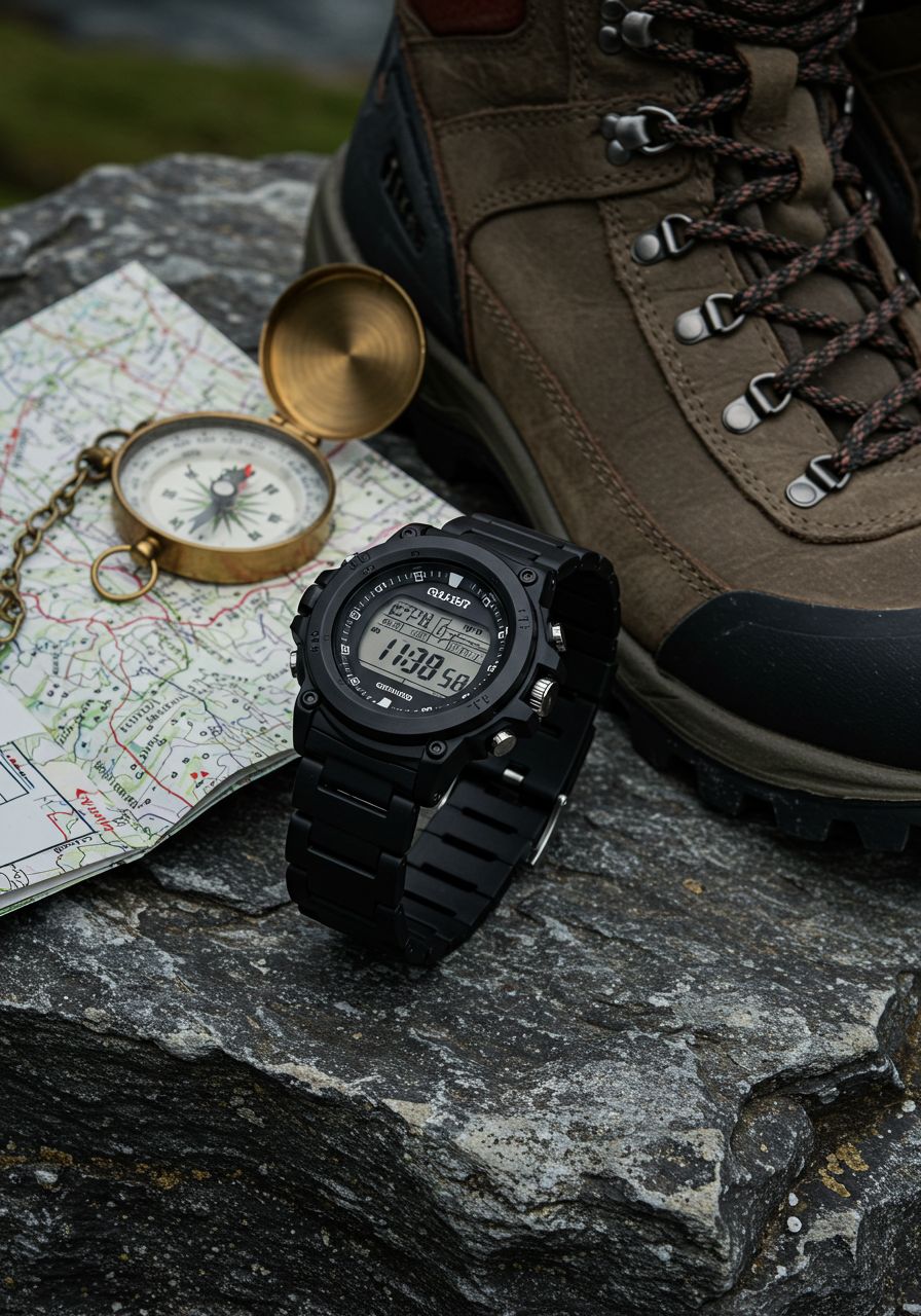 Rugged Outdoor Adventure Watch Product Shot Genflow template preview
