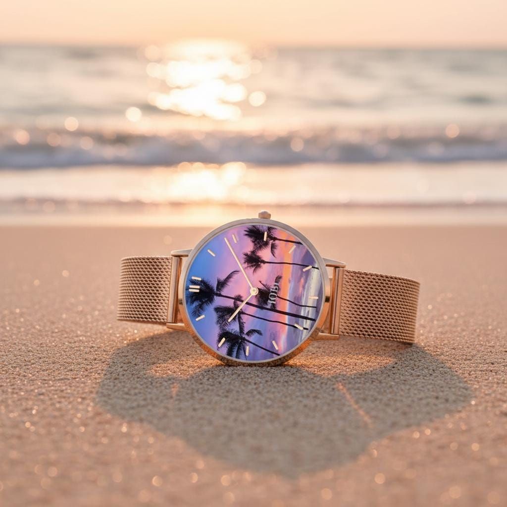 Golden Hour Beach Watch Reflection Genflow template preview