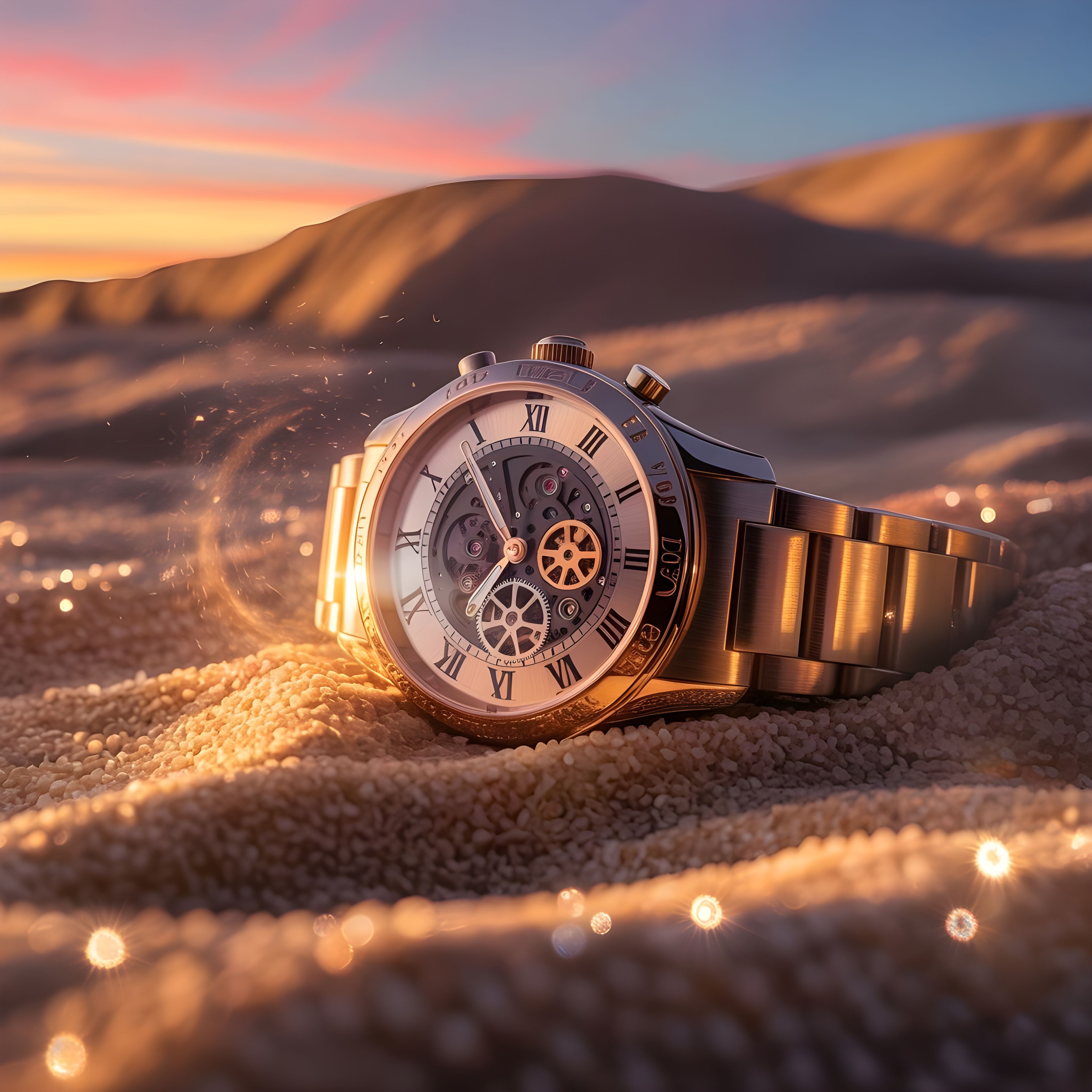Luxury Skeleton Watch Desert Sunset Genflow template preview