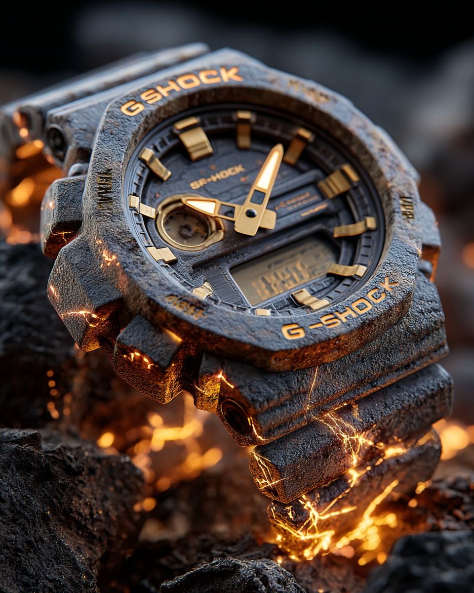 Molten Lava G Shock Watch Scene Genflow template preview