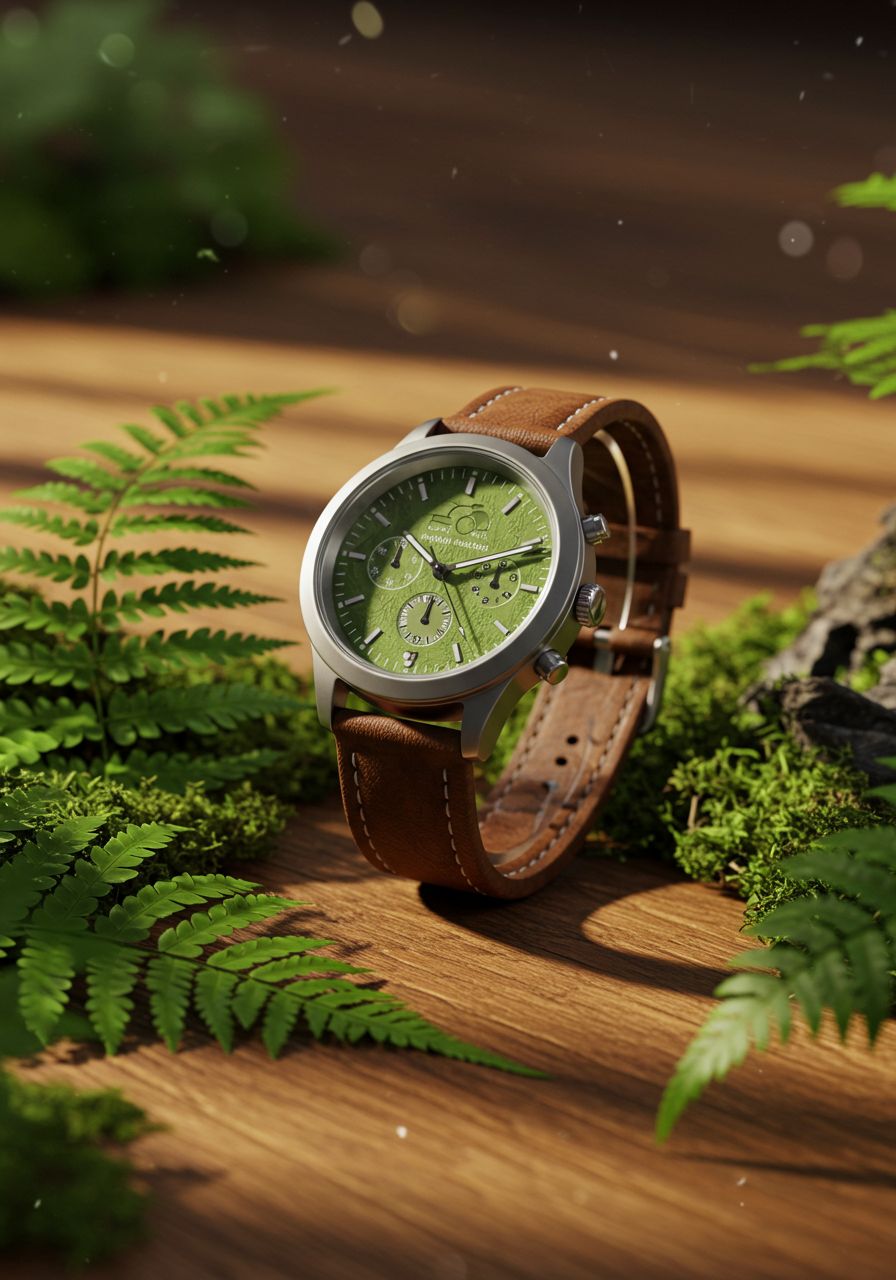Nature Inspired Green Dial Watch Ad Genflow template preview