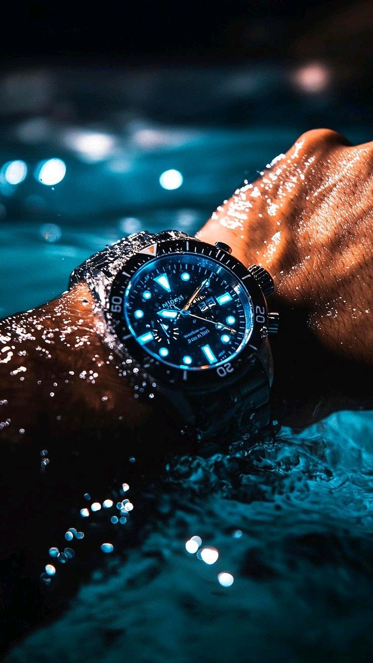 Luminous Dive Watch Night Pool Scene Genflow template preview