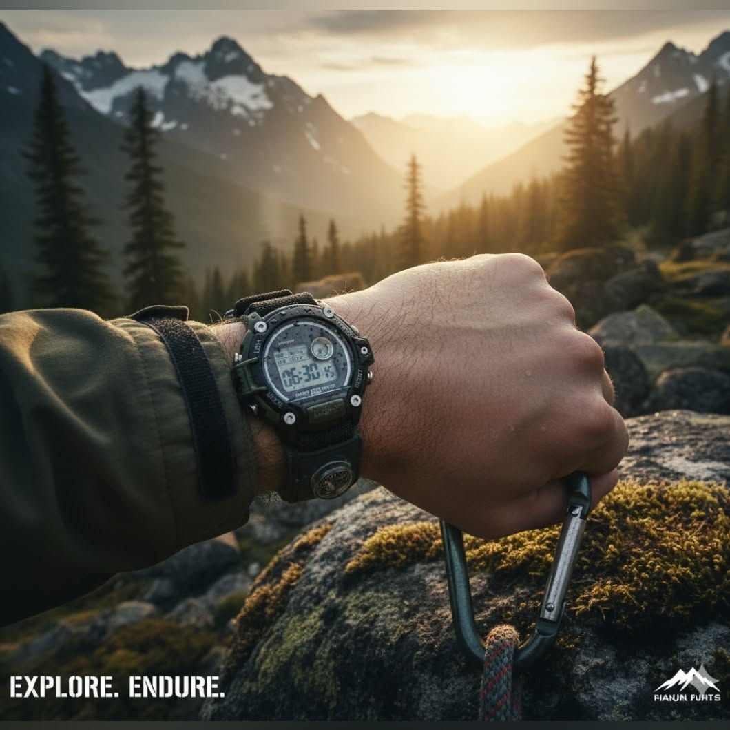 Rugged Outdoor Watch Mountain Sunrise Genflow template preview
