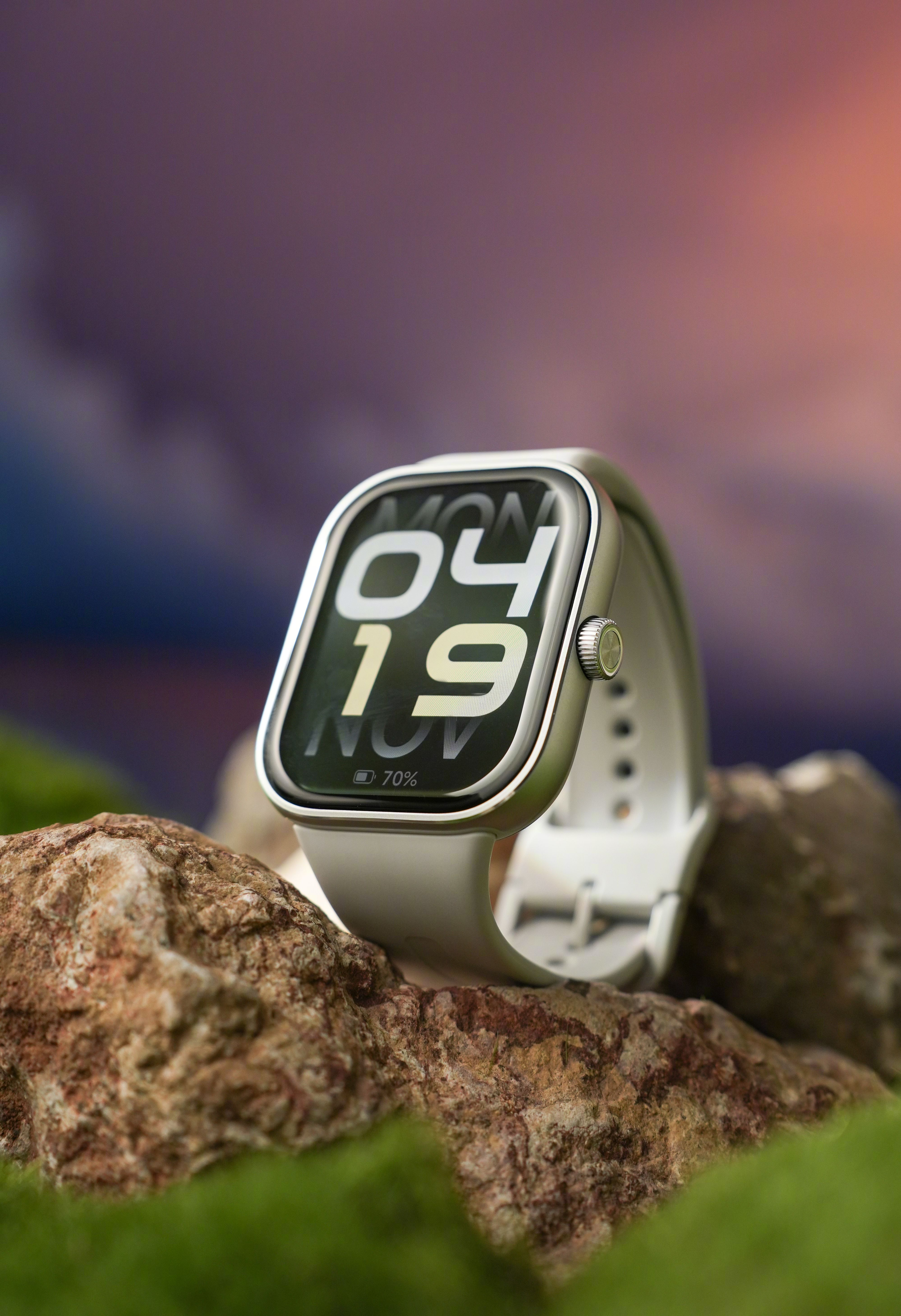 Outdoor Smartwatch On Rocky Landscape Genflow template preview