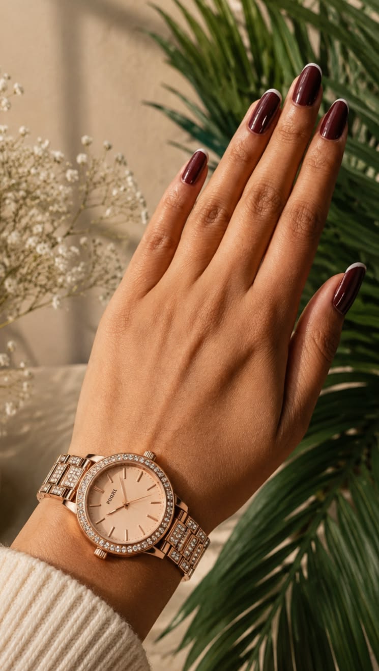 Elegant Rose Gold Watch Hand Closeup Genflow template preview