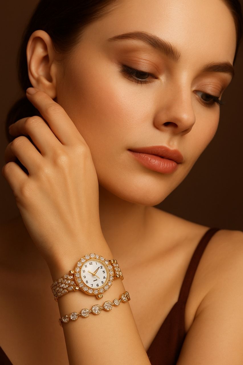 Luxury Gold Watch Beauty Portrait Genflow template preview