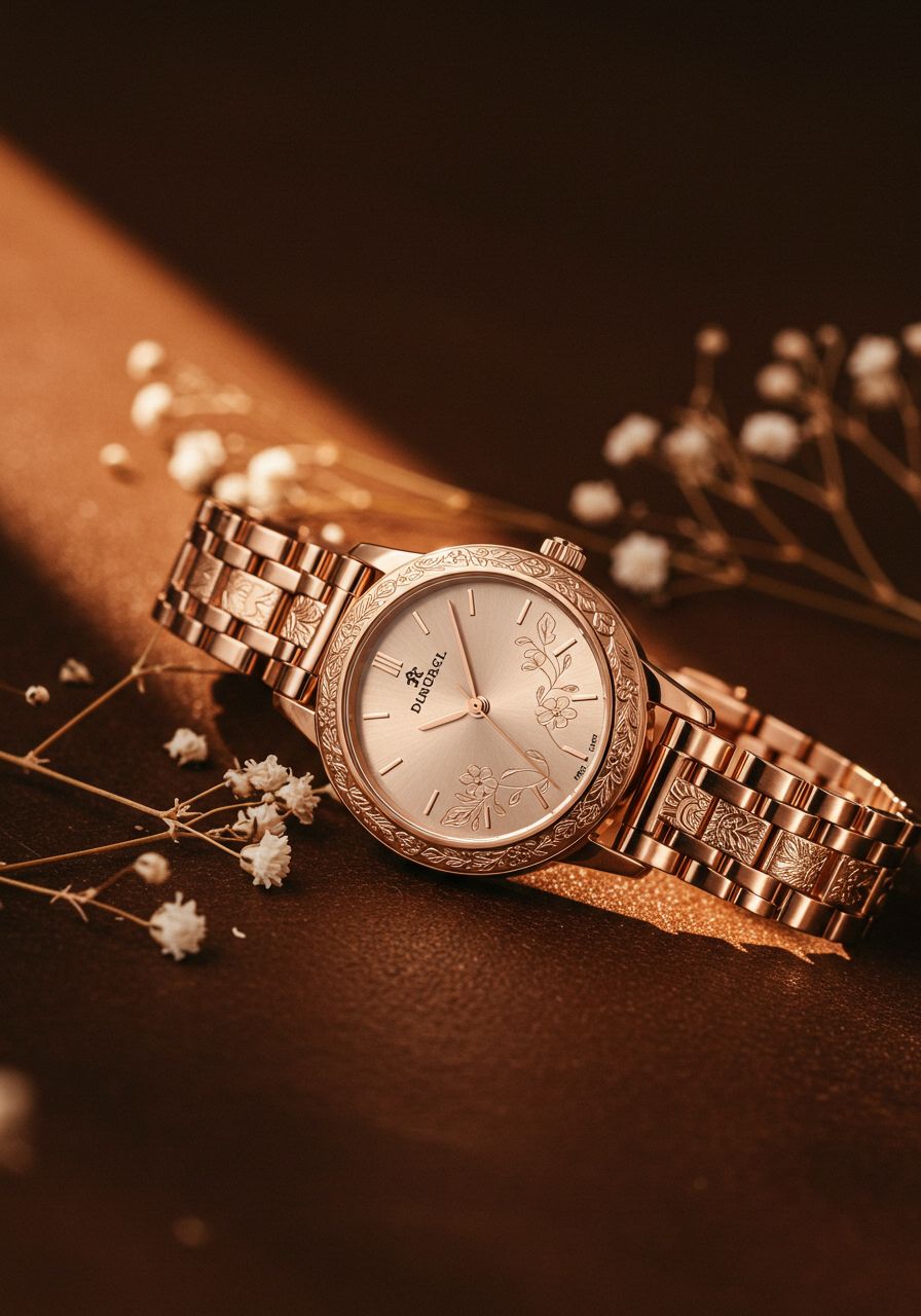Rose Gold Floral Luxury Watch Genflow template preview
