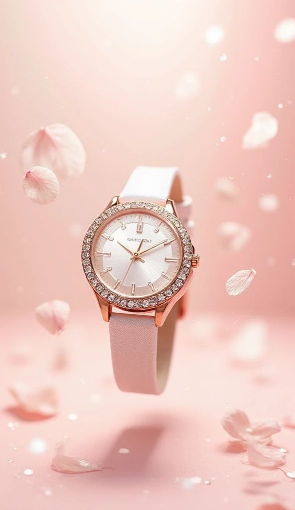 Elegant Pink Watch With Floating Petals Genflow template preview